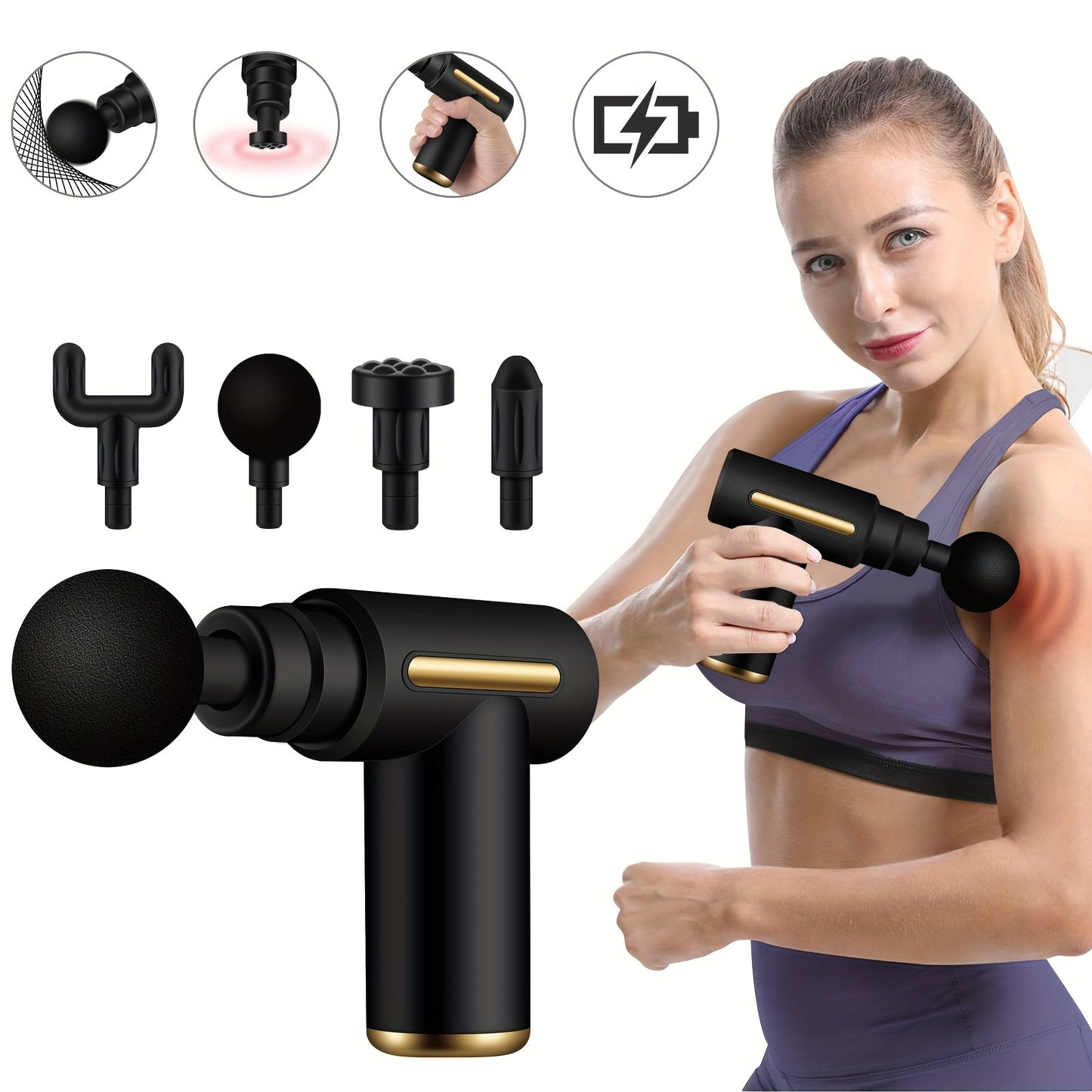 Massage Gun, Deep Tissue Muscle Handheld Percussion Massager For Body, Back And Neck Relaxation, Compact Elegant Design, Holiday Gift